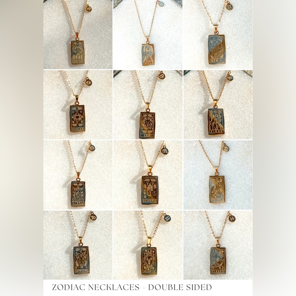 Zodiac Necklaces 18k gold plated stainless steel, double sided